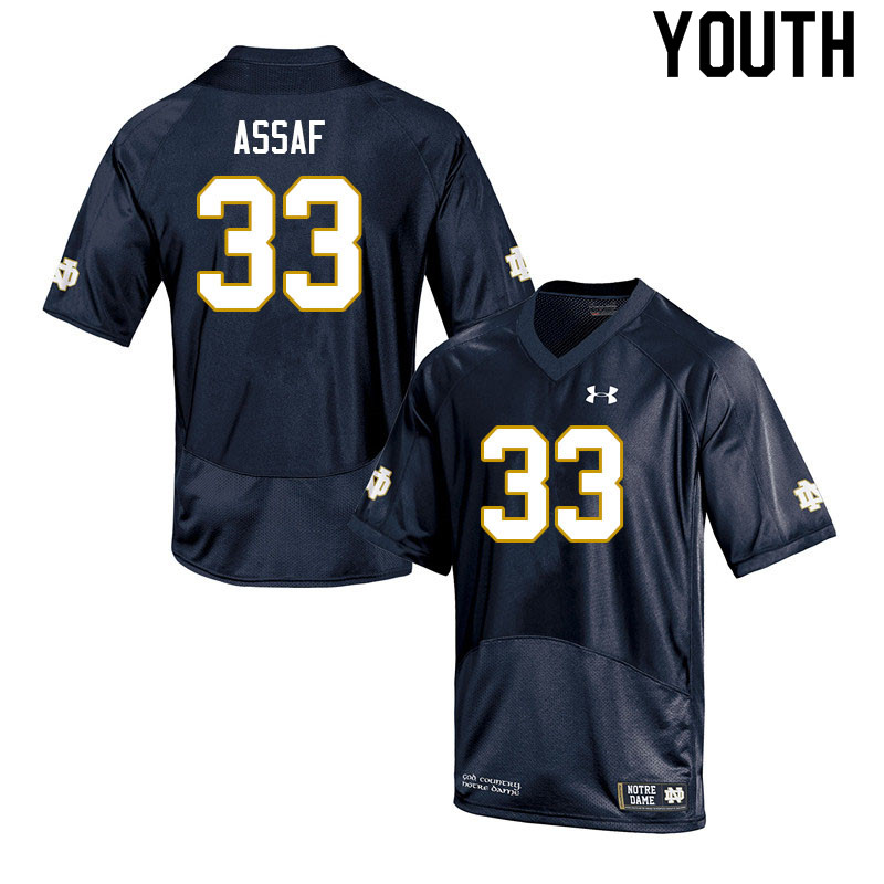 Youth #33 Sam Assaf Notre Dame Fighting Irish College Football Jerseys Sale-Navy - Click Image to Close